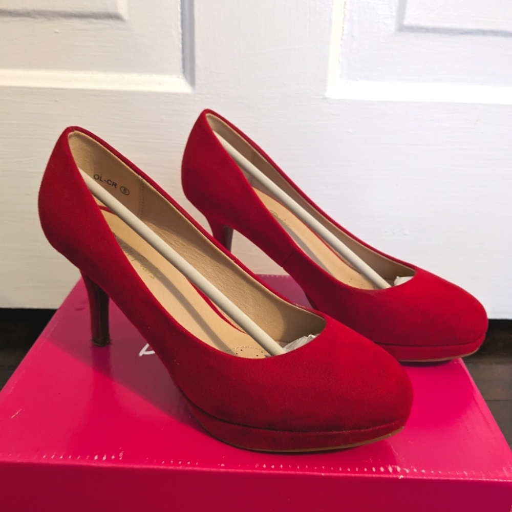 Dream Pairs Red Suede Heels